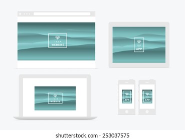 website and app presentation  devices vector illustration