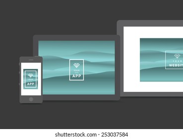 website and app presentation  devices vector illustration