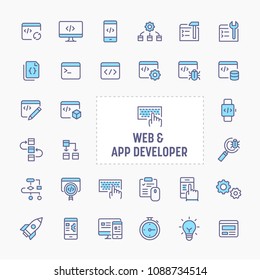 Website & application Developer - thin line website, application & presentation icon. simple and minimal vector icon and illustration collection.