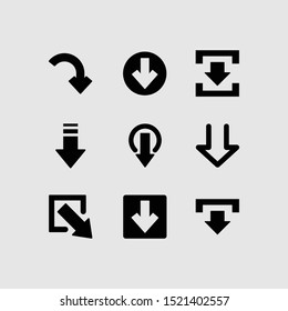 Website or Application Download Icon Set with Arrow And Round Illustration Solid Icon Logo Design Vector Set Complete