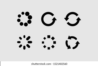 Website or Application Loading Icon Set with Arrow And Round Illustration Solid Icon Logo Design Vector Set Complete