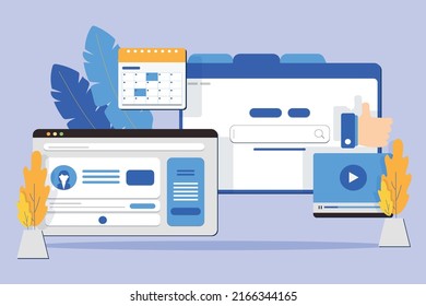 Website application templates colored flat vector