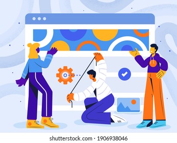 Website-Architektur abstrakte Konzeptgrafik. Web-Entwicklung, Management-System, Schnittstellendesign, Softwaretest, Anwendungscodierung abstrakte Metapher. Vektorgrafik