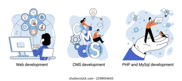 Metáfora de conceptos de arquitectura de sitios web. Desarrollo web, PHP y MySQL, CMS, diseño de interfaz, pruebas de software. Creación de software digital móvil, plataformas de escritorio. Sistema de administración de contenido digital