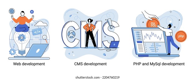 Metáfora de conceptos de arquitectura de sitios web. Desarrollo web, PHP y MySQL, CMS, diseño de interfaz, pruebas de software. Creación de software digital móvil, plataformas de escritorio. Sistema de administración de contenido digital