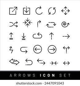 website arrows icon set. Arrow for app logo design. Line with Editable stroke