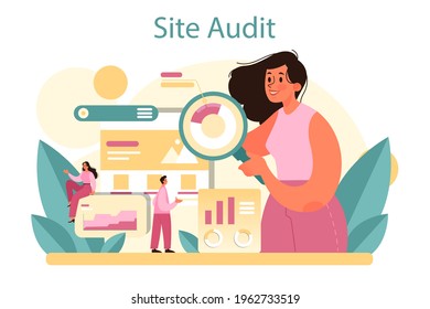 Website audit concept. Web page analysis of website's visibility in search