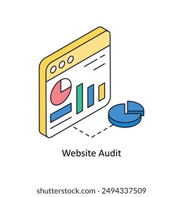 Icono de estilo isométrico de auditoría de Sitio web. Símbolo sobre fondo blanco EPS 10 Archivo