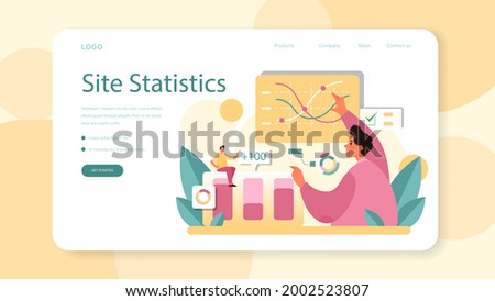 Website audit web banner or landing page. Web page analysis of website's visibility in search engines. SEO audit, web data analytics. Isolated flat vector illustration