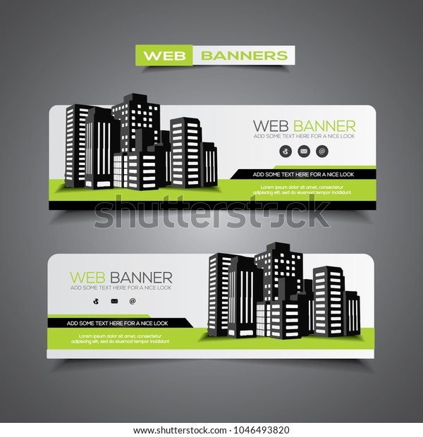 Website Banner Abstract Design Skyscrapers Works Stock Vector Royalty Free