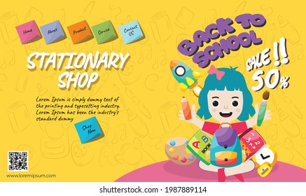 banner fondo vectorial ilustración creativos diseños de venta marketing web de vuelta a la escuela 
