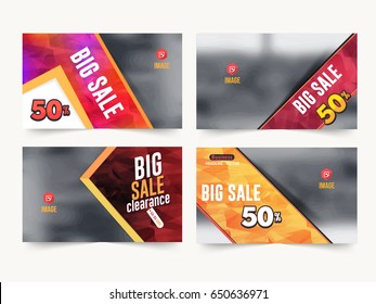Website Banner, Horizontal Frames Web Layout Ad, Vector Cover Illustration. Image Add Business Advertisement Design Set