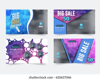 Website Banner, Horizontal Frames Web Layout Ad, Vector Cover Illustration. Image Add Business Advertisement Design Set
