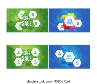 Website Banner, Horizontal Header Design, Big Sale Background Template Set