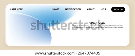 A website banner with a light beige background. The left side features 