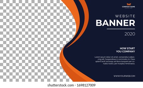 Website Banner Orange Color Vector 