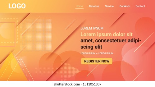Website banner, Orange gradient with faded geometric shapes abstract background
