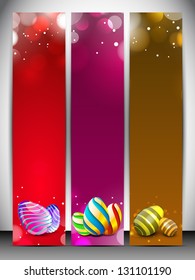 Website banner set with beautiful painted eggs for Happy Easter.