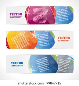 Website banner set with glossy speech balloons in different colors