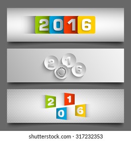 Website banner set of happy new year,2016.