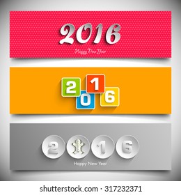 Website banner set of happy new year,2016.