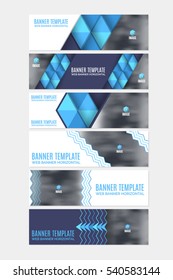 Website Banner Set, Horizontal Background and Web Layout Ad Vector Cover Illustration. Image Add Business Advertisement Banners Design Collection with Flat Style Creative Clean Geometric Elements