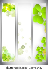 Website banner set for St. Patrick's Day celebration with shamrocks leaves.