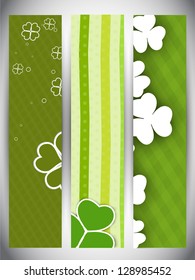 Website banner set for St. Patrick's Day celebration with shamrocks leaves.