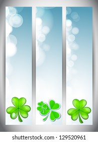 Website banner set for St. Patrick's Day celebration with shamrock leaves.