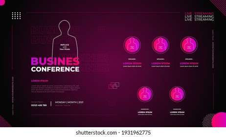 Website banner template for Business conference event, marketing webinar, online ducation etc. With geometric shape and modern background