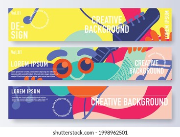 Diseño de plantillas de banner de sitio web, diseño abstracto de moda hermoso. Adecuado para la venta de moda y descuento de banner de web social promocional.