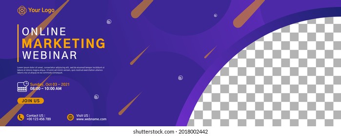 Website banner template design for Business webinar, marketing webinar, online class program, conference event, etc.