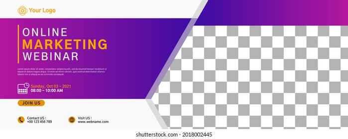 Website banner template design for Business webinar, marketing webinar, online class program, conference event, etc.