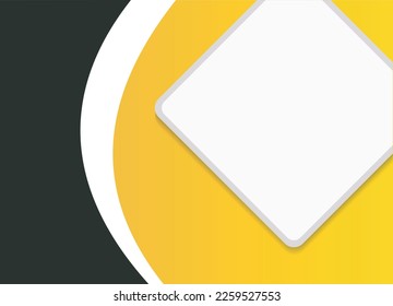 Website-Banner-Vorlage, Flyer, Broschüre.  Weißer Rhombus-Rahmen auf gelbem und schwarzem, grauem Hintergrund.  Empty Vector Mock für Design und Werbung. EPS10.