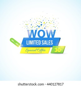 Website Banner, Web Ad, Card Design. Wow Limited Sales Concept Banner Template