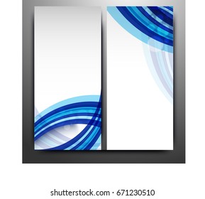 Website banners with blue abstract wavy stripes.