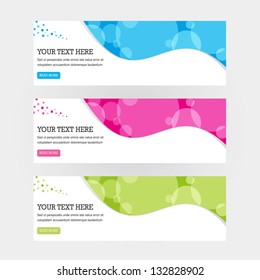 Website Banners in Pink, Blue & Green