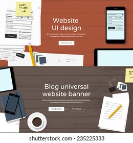 Website-Banner - Web UI-Design und universeller Banner - flache Design-Illustration