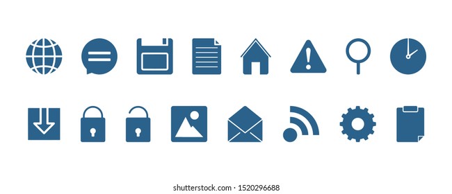 Website basic icon set. Glyph icons. isolated on white background. 