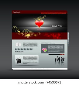 Website beautiful red heart classic valentine's day vector illustration