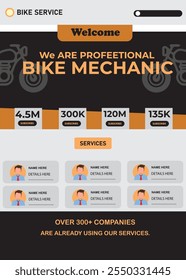 Website Bike Mechanic Landing page Design.