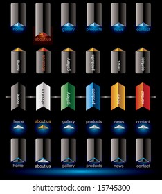 Website black buttons bars set template