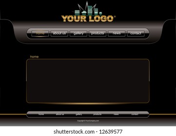 Website Black And Gold Glossy Template