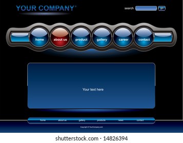 Website blue button bars set template