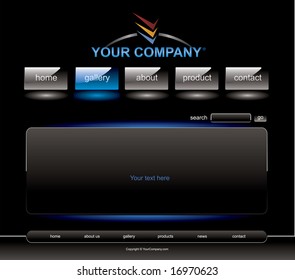 Website blue button bars set template