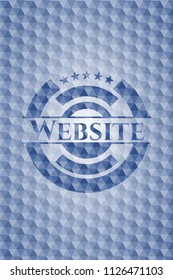 Website blue emblem with geometric pattern.