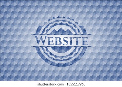 Website blue hexagon badge.