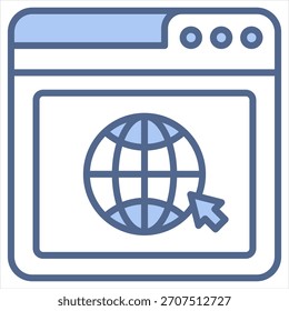 Ilustración vectorial de icono azul de Sitio web