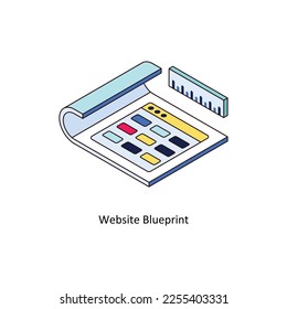 Website Blueprint Vector Isometric Filled Outline icon for your digital or print projects. stock illustration
