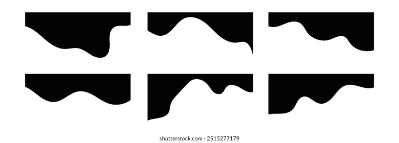 Website border, web page divider shapes. Geometric and organic separator headers for graphic design template - app, banner, page, poster, menu. Vector illustration on white background in eps 10.